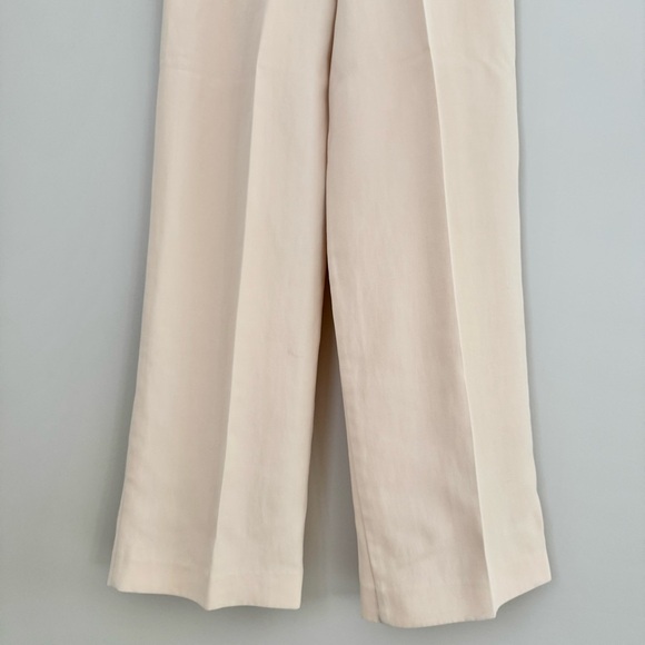 Zara High-Rise Pleated Straight-Leg Wide Leg Trousers XS Cream - Picture 10 of 15